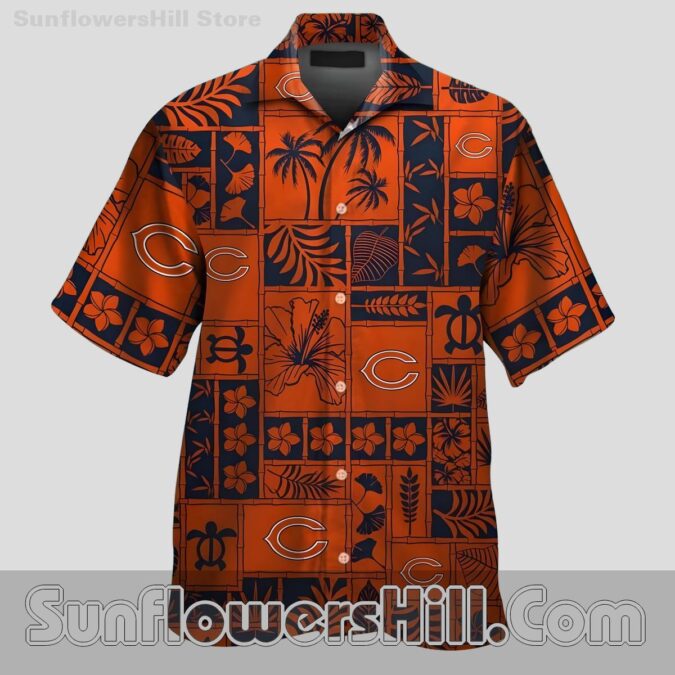 Chicago Bears Block Pattern Hawaiian Shirt for Beach Days and Game Day Vibes