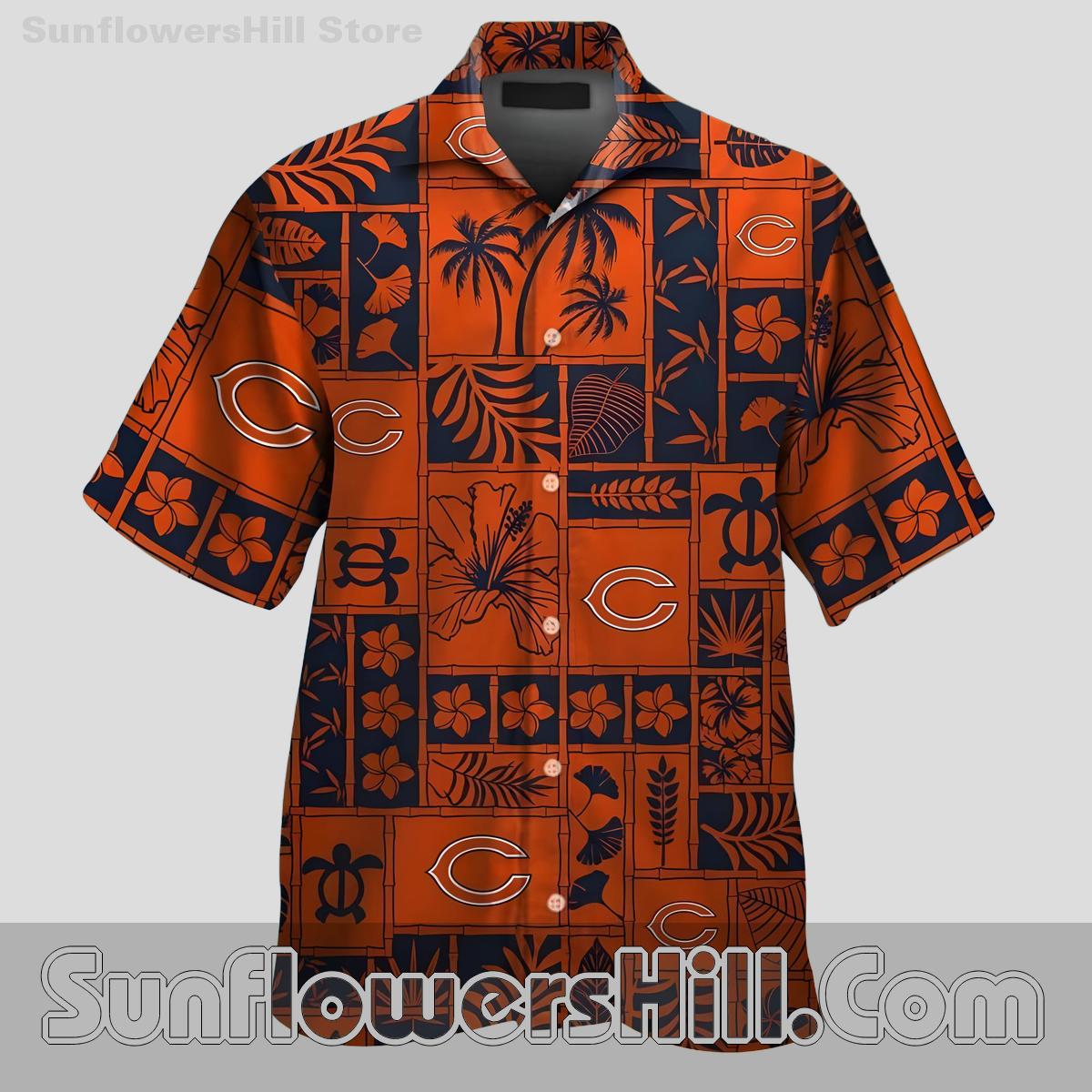 Chicago Bears Block Pattern Hawaiian Shirt for Beach Days and Game Day Vibes