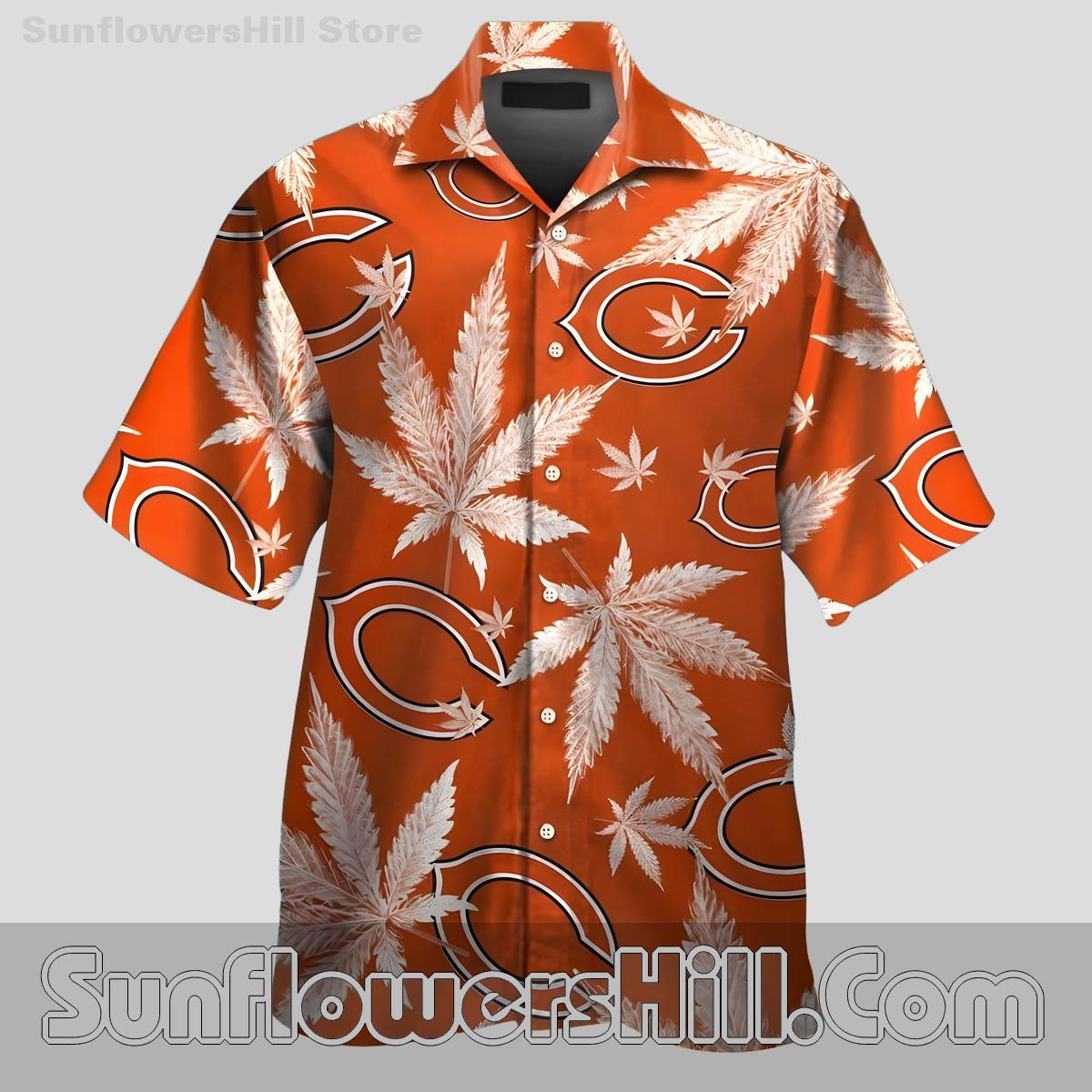 Chicago Bears Bold Leaf Print Button Up Shirt for Summer Tailgates