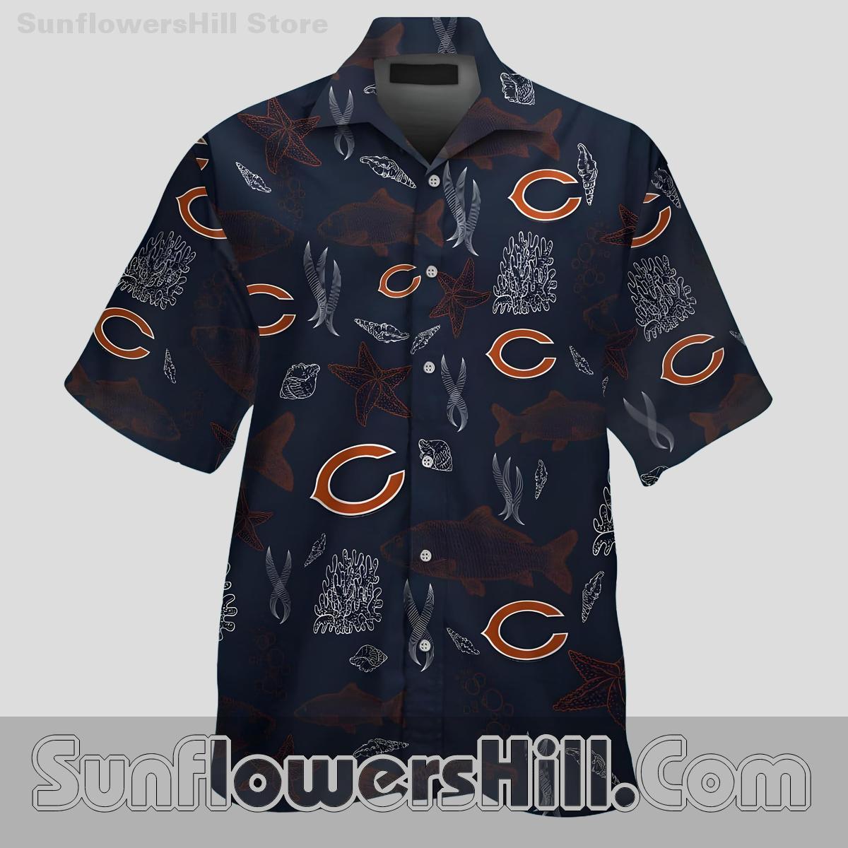 Chicago Bears Deep Blue Aloha Button Up for Game Day Fans