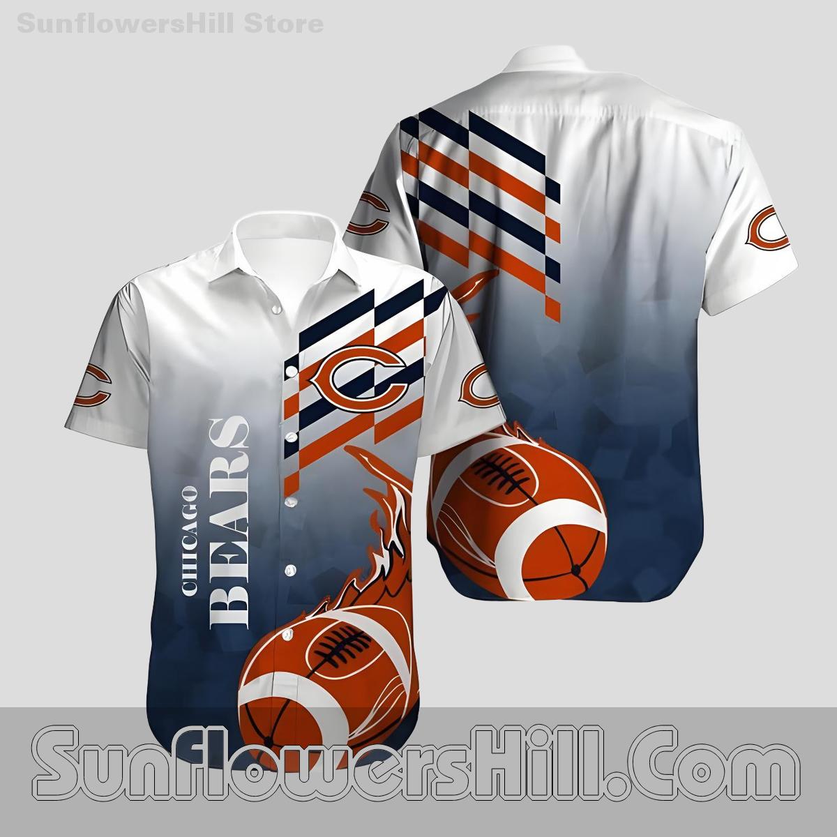 Chicago Bears Flaming Football Casual Shirt for Backyard BBQs