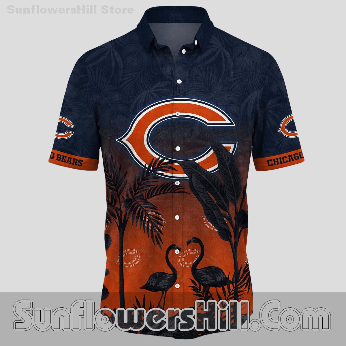 Chicago Bears Flamingo Sunset Hawaiian Shirt for Beach Lovers