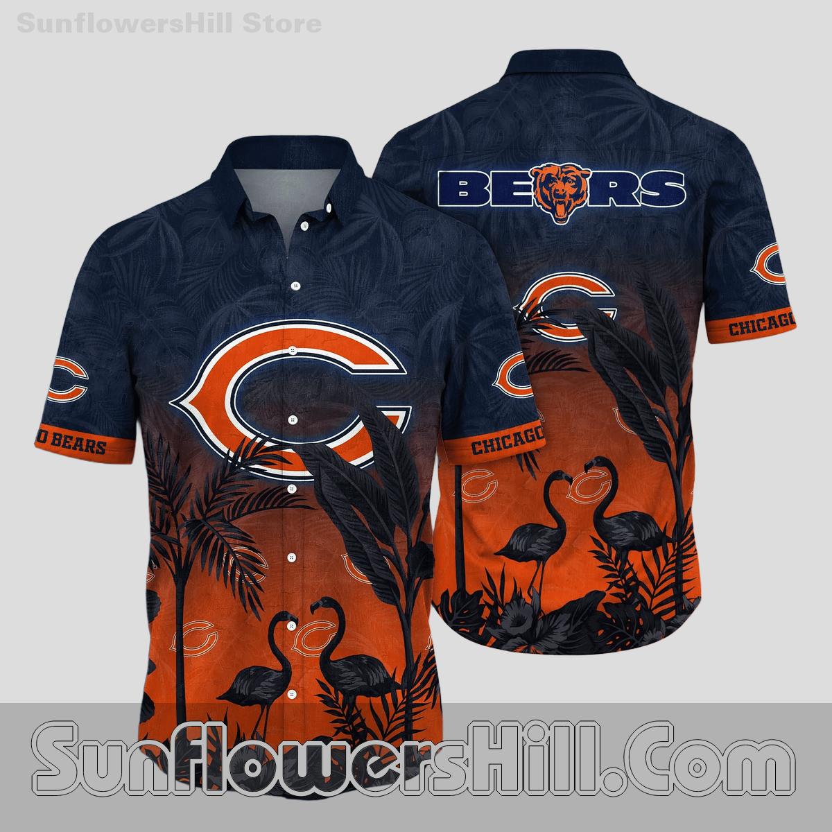 Chicago Bears Flamingo Sunset Hawaiian Shirt for Beach Lovers