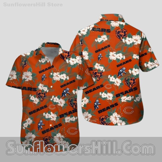 Chicago Bears Floral Hibiscus Hawaiian Shirt for Game Day Fans