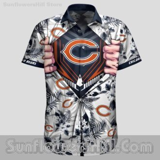 Chicago Bears Floral Palm White Hawaiian Shirt for Summer BBQs