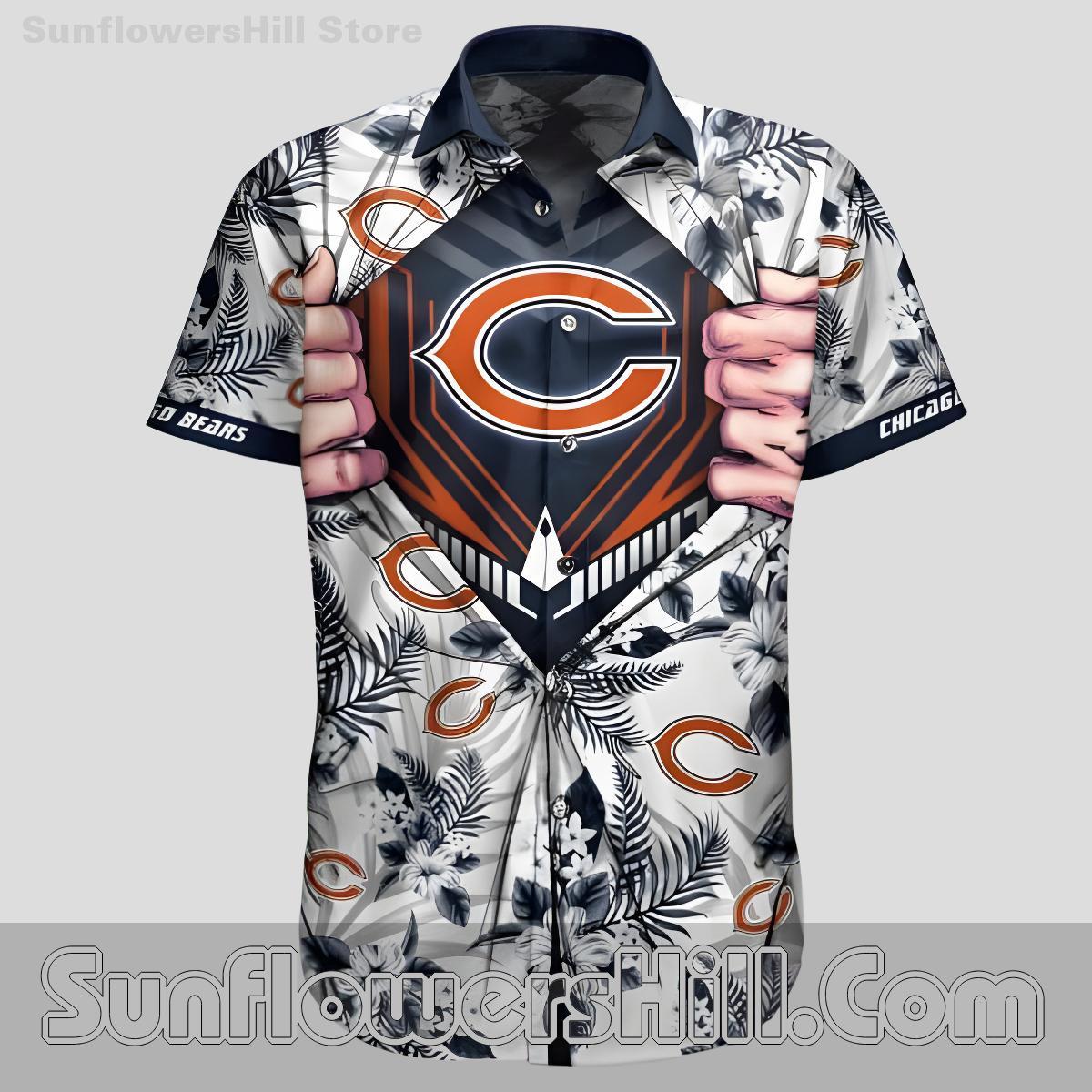 Chicago Bears Floral Palm White Hawaiian Shirt for Summer BBQs