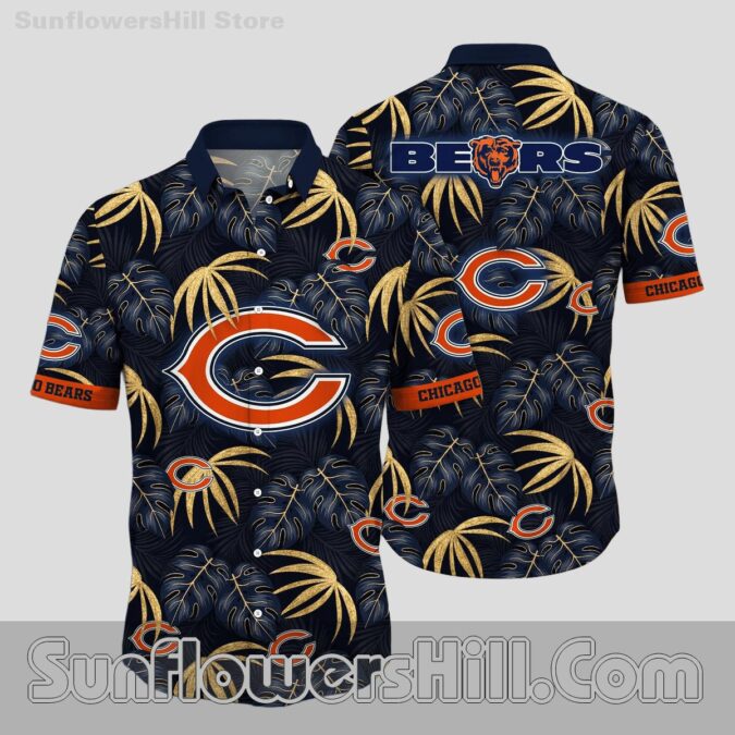 Chicago Bears Golden Palm Hawaiian Shirt for Summer Tailgates