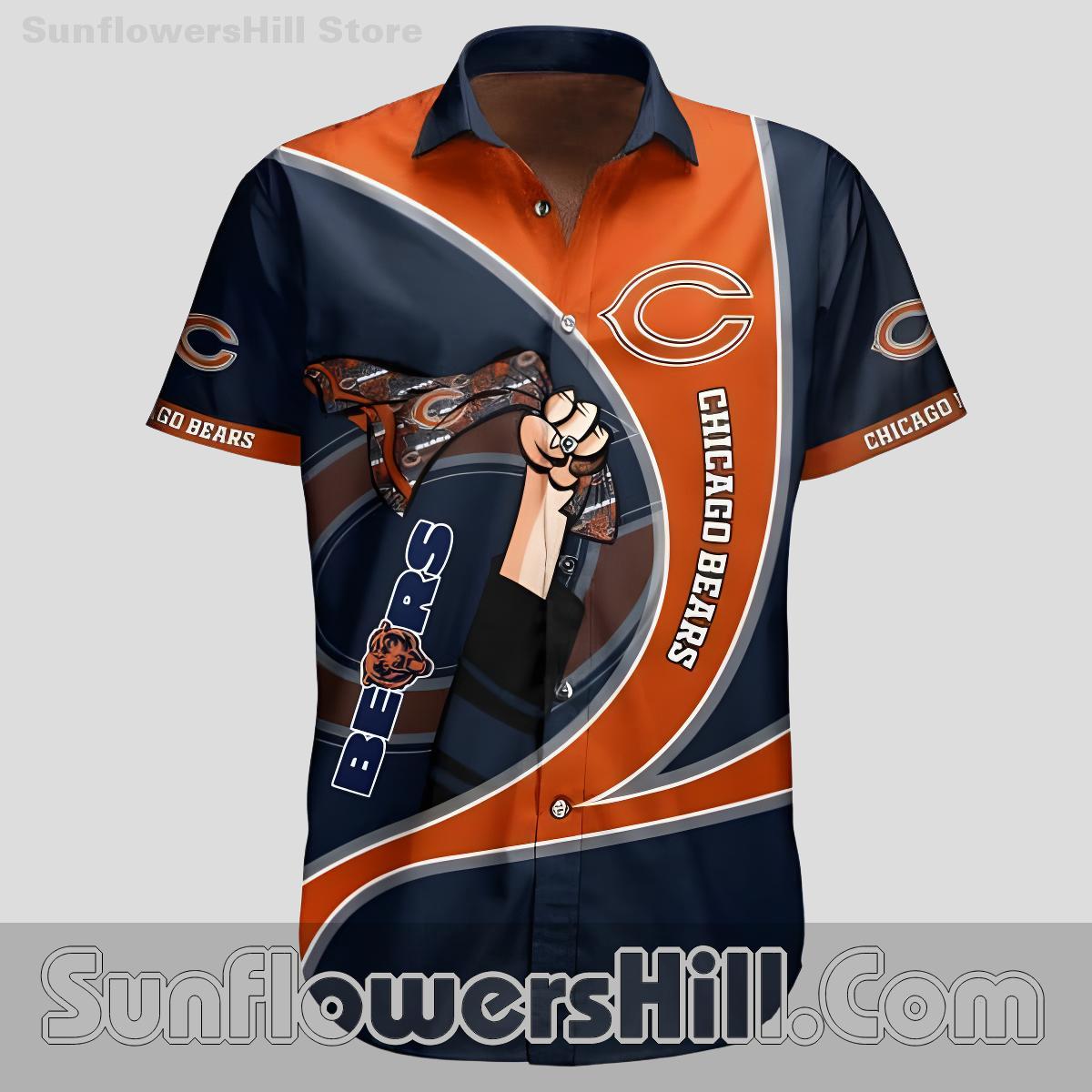 Chicago Bears Orange Curve Button Up Shirt for Game Day Fans