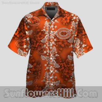 Chicago Bears Orange Floral Button Up Shirt for Game Day Vibes