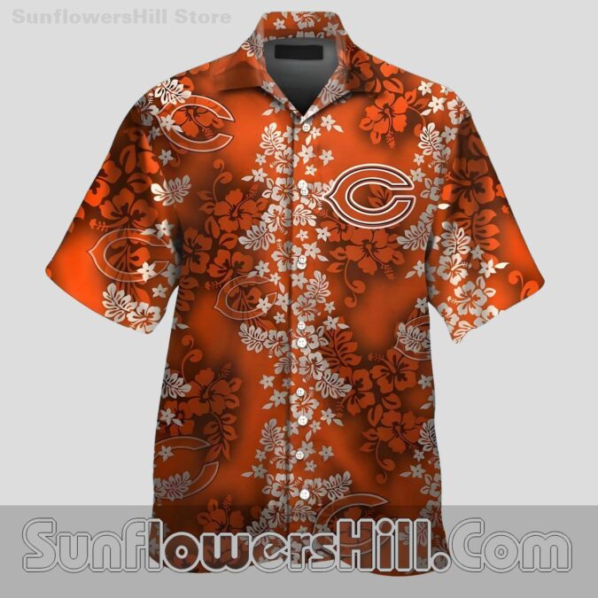 Chicago Bears Orange Floral Button Up Shirt for Game Day Vibes