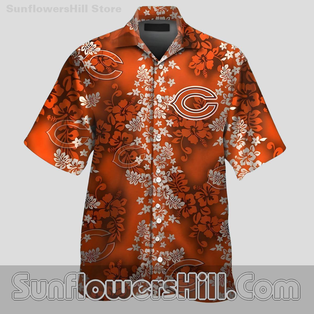 Chicago Bears Orange Floral Button Up Shirt for Game Day Vibes