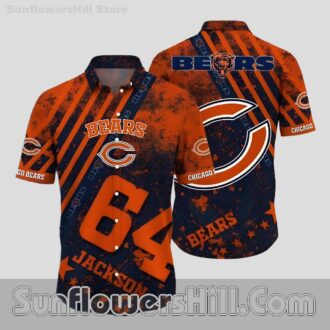 Chicago Bears Orange Grunge Button Up Shirt for Custom Game Day Style