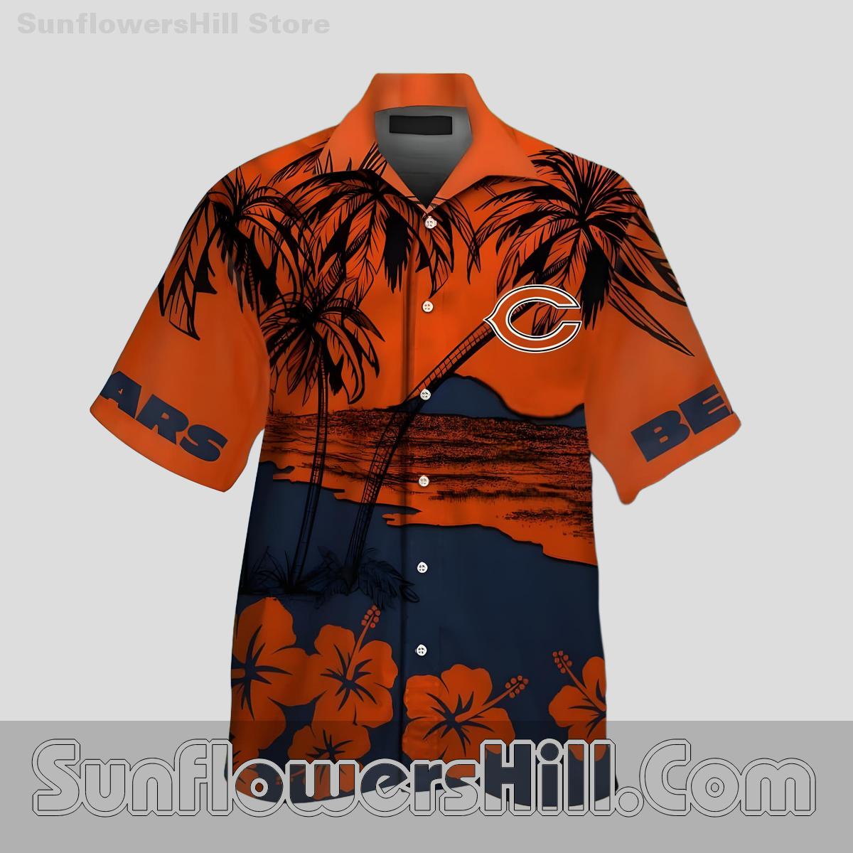 Chicago Bears Orange Sunset Hawaiian Shirt for Football Beach Days