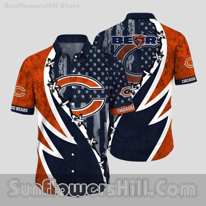 Chicago Bears Patriotic Stars Hawaiian Shirt for Fourth of July Game Day