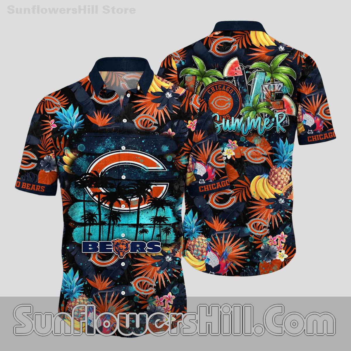 Chicago Bears Pineapple Cocktail Button Up Shirt for Game Day Fans