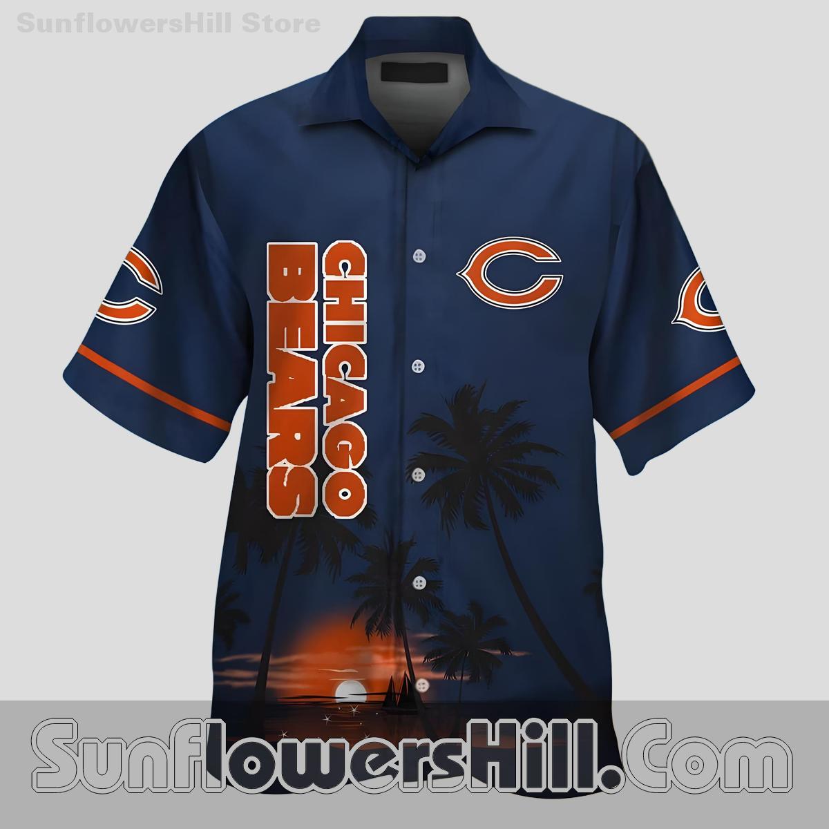 Chicago Bears Sunset Island Aloha Shirt for Football Lovers