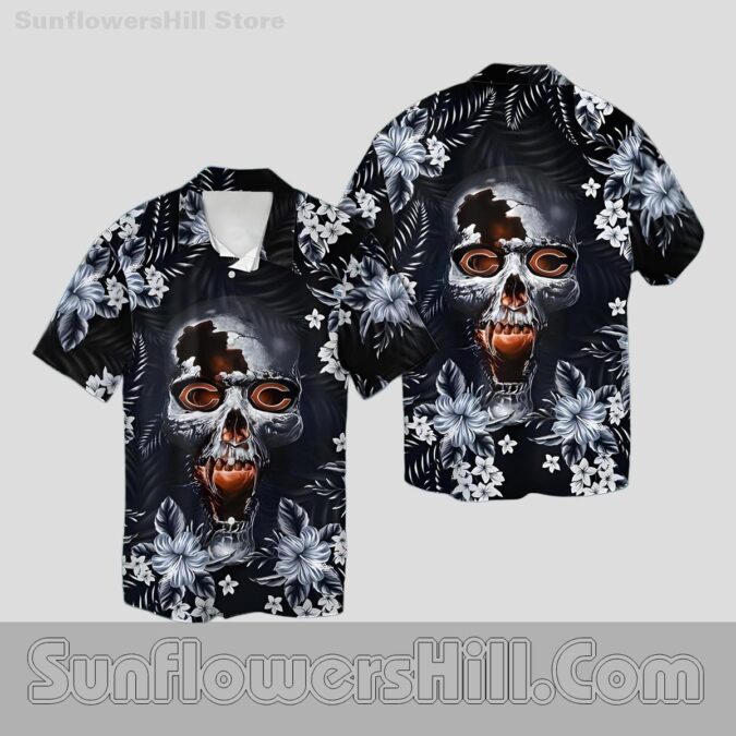 Chicago Bears Skull Flower Hawaiian Shirt for Hardcore Football Fans