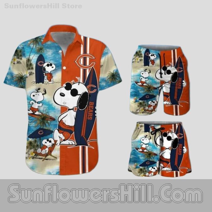 Chicago Bears Snoopy Palm Tree Hawaiian Shirt for Summer Tailgates