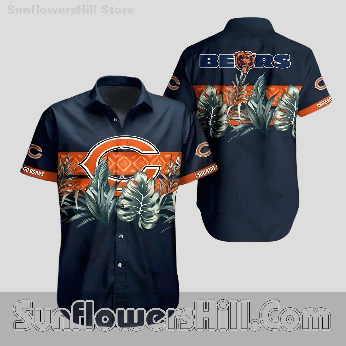 Chicago Bears Tropical Leaf Button Up Shirt for Game Day Fans