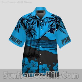 Carolina Panthers Beach Scene Button Up Shirt for Summer Fans