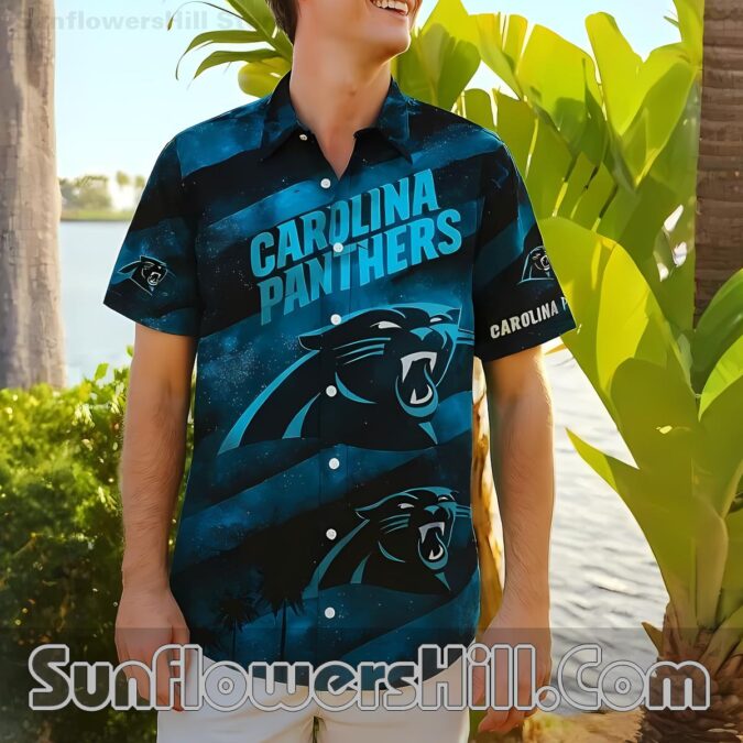 Carolina Panthers Black Stripe Hawaiian Shirt for Game Day Fans