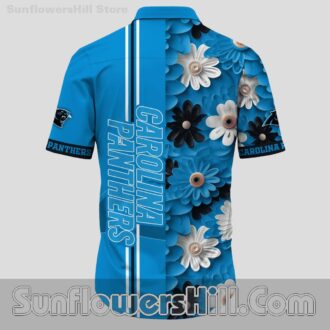 Carolina Panthers Blue Daisy Button Up Shirt for Summer BBQ Lovers