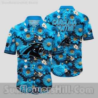 Carolina Panthers Blue Floral Casual Shirt for Football Lovers