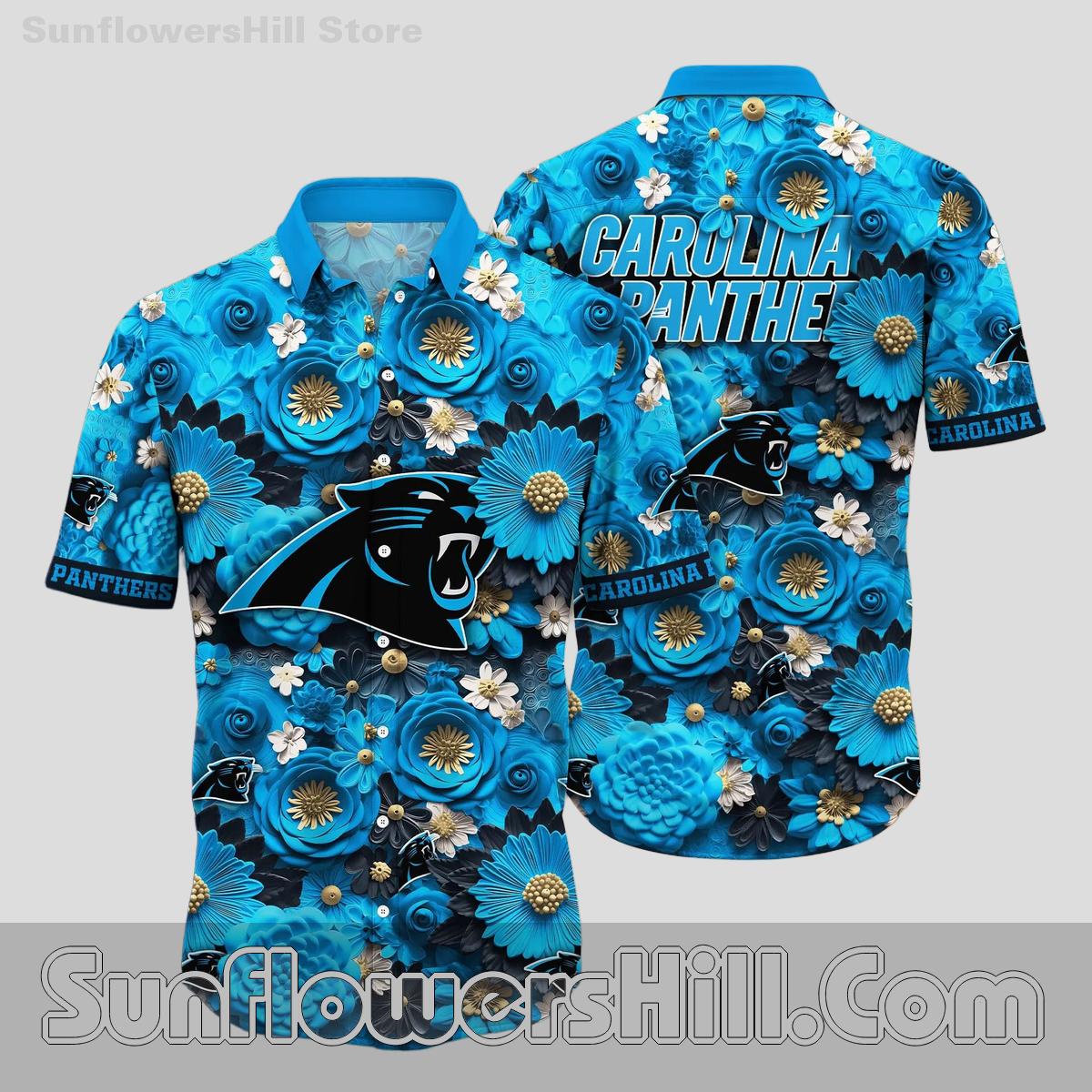 Carolina Panthers Blue Floral Casual Shirt for Football Lovers