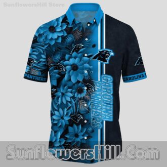 Carolina Panthers Blue Flower Aloha Shirt for Summer Beach Trips