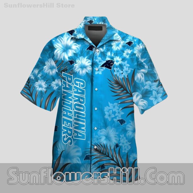 Carolina Panthers Blue Hibiscus Hawaiian Shirt for Beach Trip Fans
