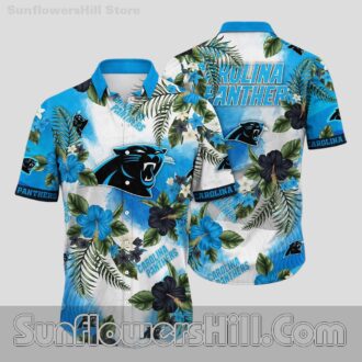 Carolina Panthers Blue Hibiscus Hawaiian Shirt for Game Day Fans