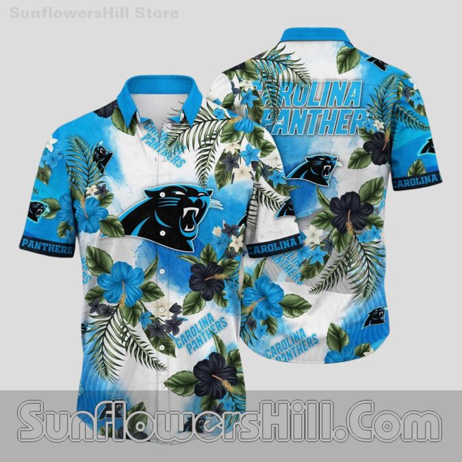 Carolina Panthers Blue Hibiscus Hawaiian Shirt for Game Day Fans