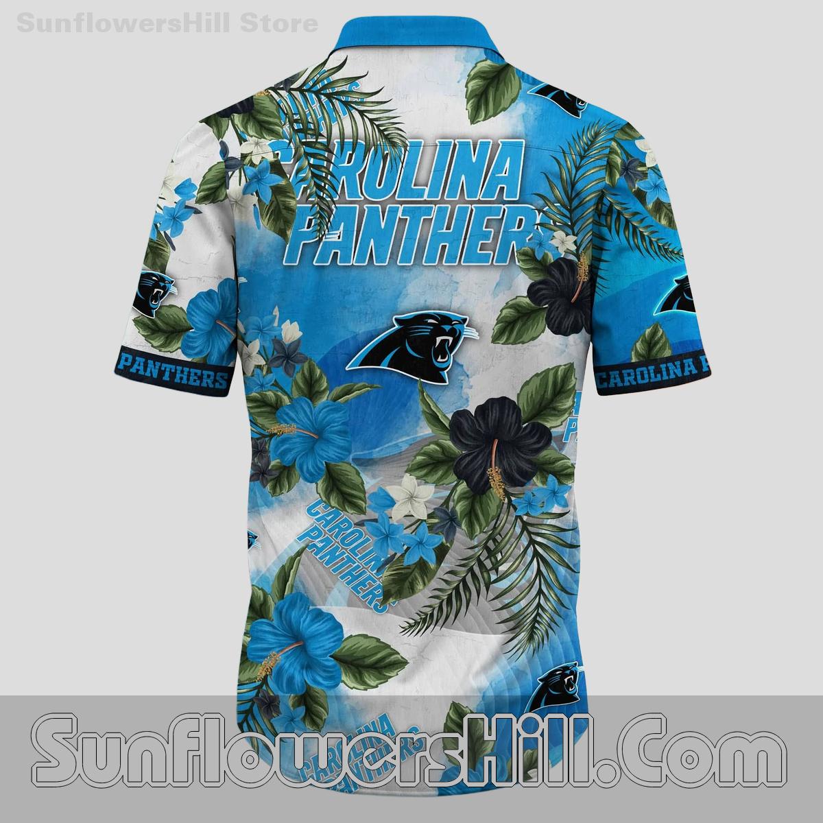 Carolina Panthers Blue Hibiscus Hawaiian Shirt for Game Day Fans
