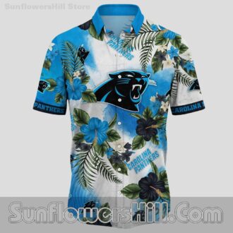 Carolina Panthers Blue Hibiscus Hawaiian Shirt for Game Day Fans