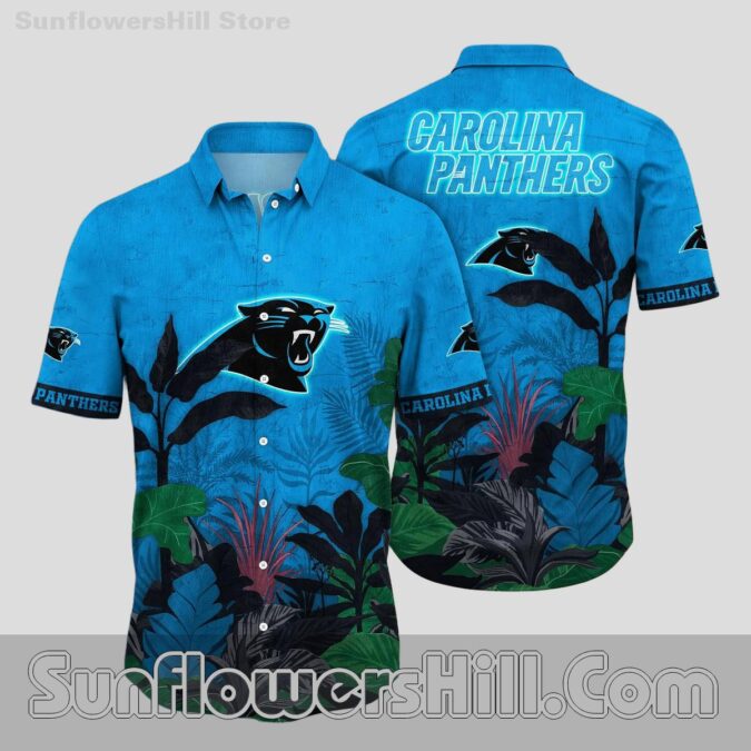 Carolina Panthers Blue Leaf Hawaiian Shirt for Beach Trips