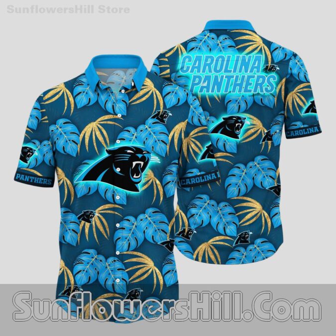 Carolina Panthers Blue Leaf Hawaiian Shirt for Game Day Tailgates