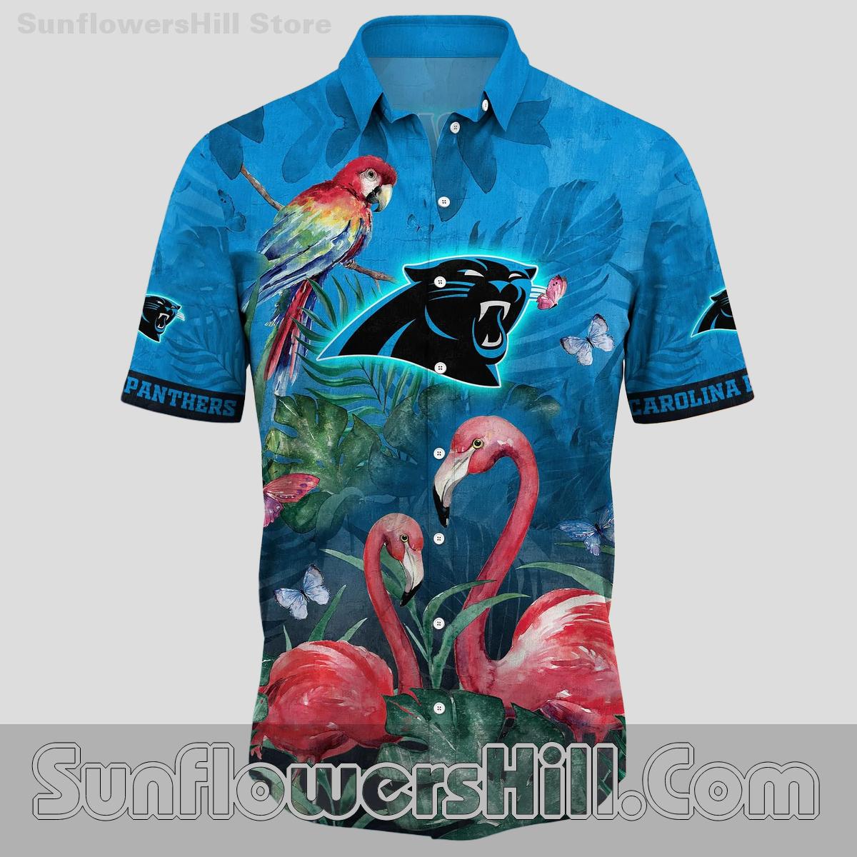 Carolina Panthers Flamingo Leaf Hawaiian Shirt for Summer BBQ Fans
