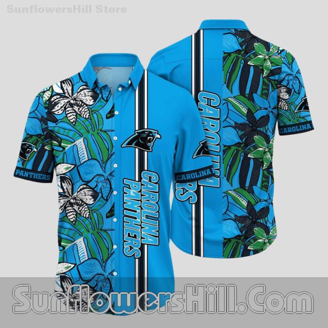 Carolina Panthers Green Leaf Hawaiian Shirt for Beach Day Tailgates