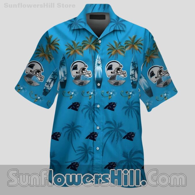 Carolina Panthers Helmet Palm Tree Casual Shirt for Tailgate Parties