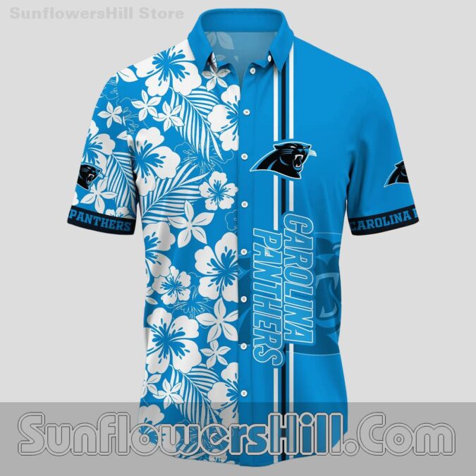 Carolina Panthers Hibiscus Floral Hawaiian Shirt for Beach Trips