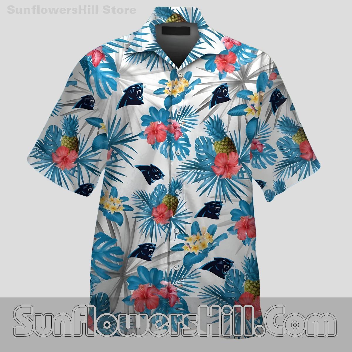 Carolina Panthers Hibiscus Leaf Casual Shirt for Fans and Family Cookouts