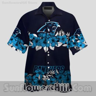 Carolina Panthers Hibiscus Stripe Hawaiian Shirt for Game Day BBQs