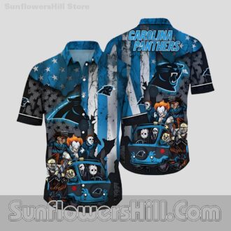 Carolina Panthers Horror Van Hawaiian Shirt for Halloween Game Day Fans