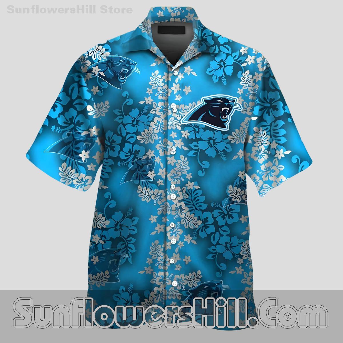 Carolina Panthers Island Flower Unisex Hawaiian Shirt for Barbecue Parties