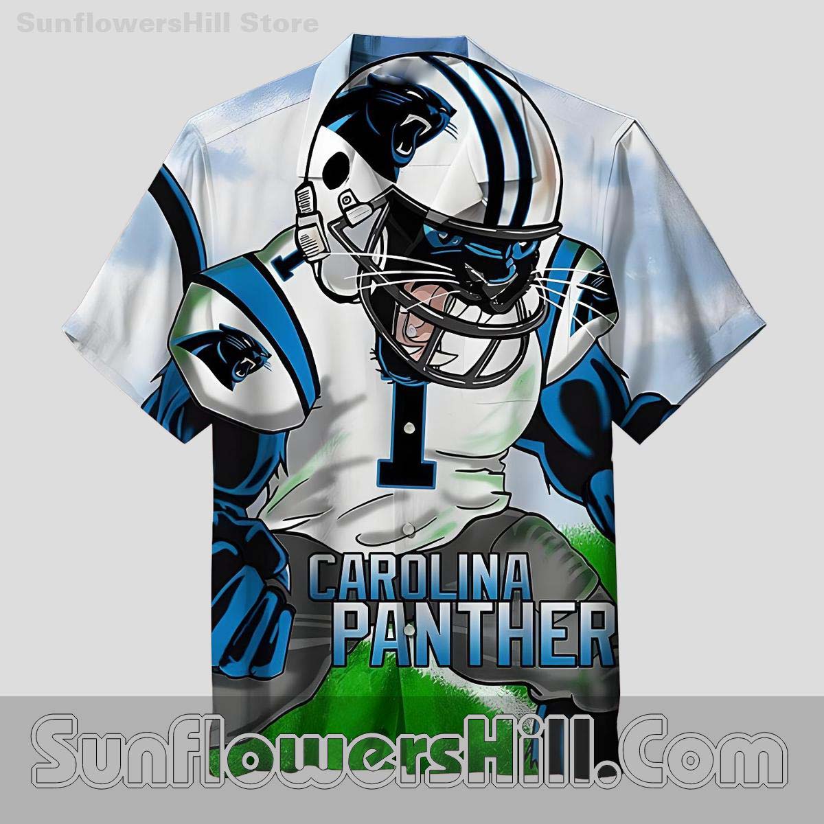 Carolina Panthers Mascot White Hawaiian Shirt for Tailgate Fans