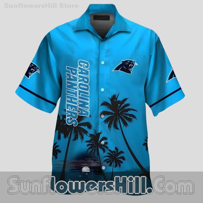 Carolina Panthers Night Palm Tree Button Up Shirt for Game Day