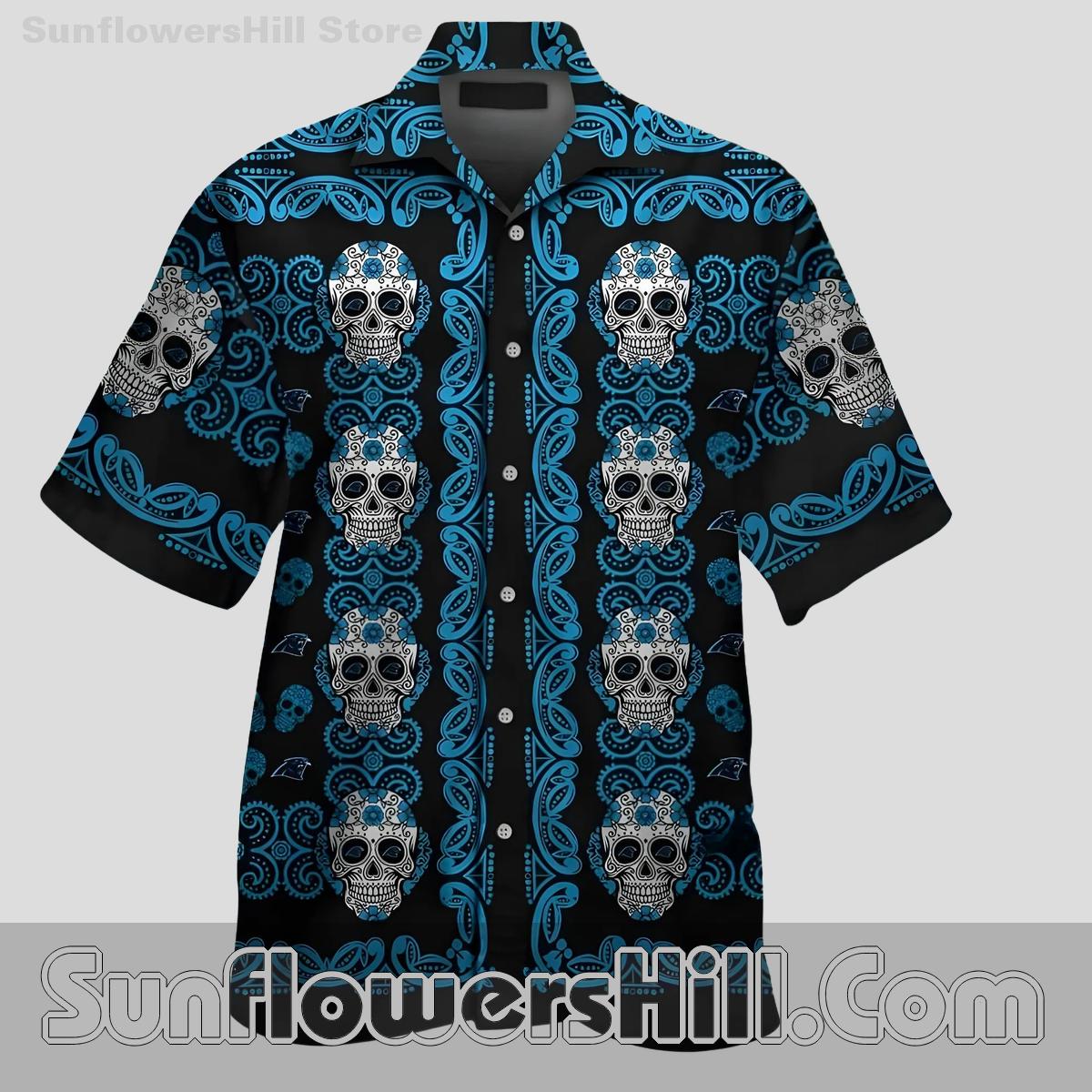 Carolina Panthers Skull Floral Hawaiian Shirt for Game Day Fans