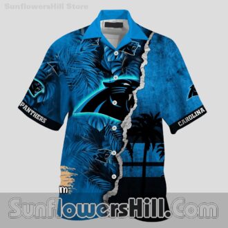 Carolina Panthers Split Palm Tree Hawaiian Shirt for Summer Cookouts