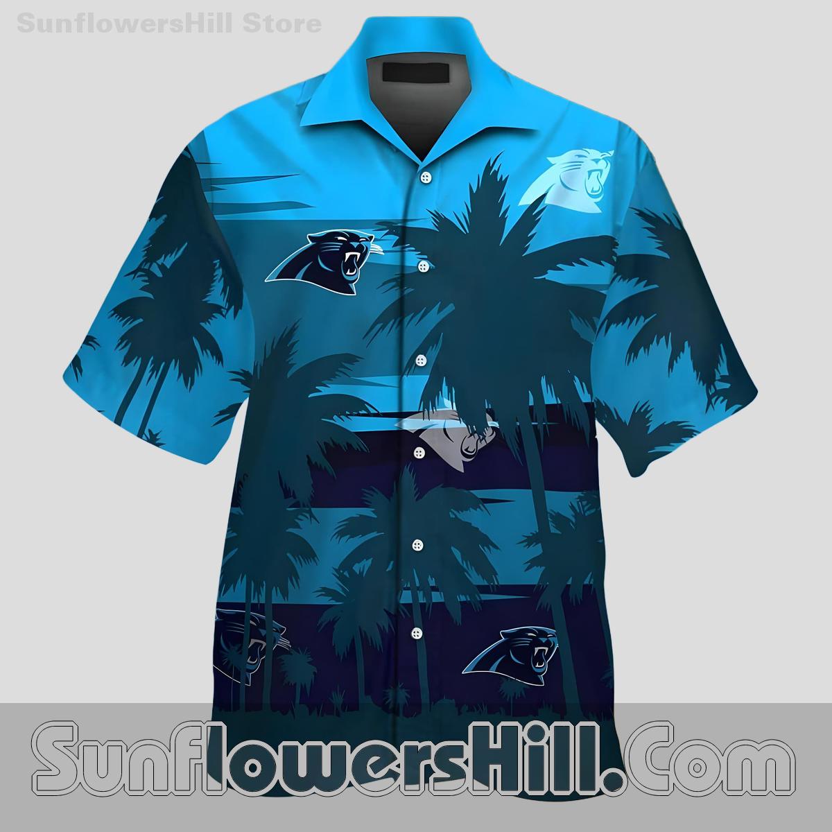 Carolina Panthers Sunset Palm Hawaiian Shirt for Beach Trips