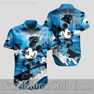 Carolina Panthers Surfboard Mickey Aloha Shirt for Game Day Fun